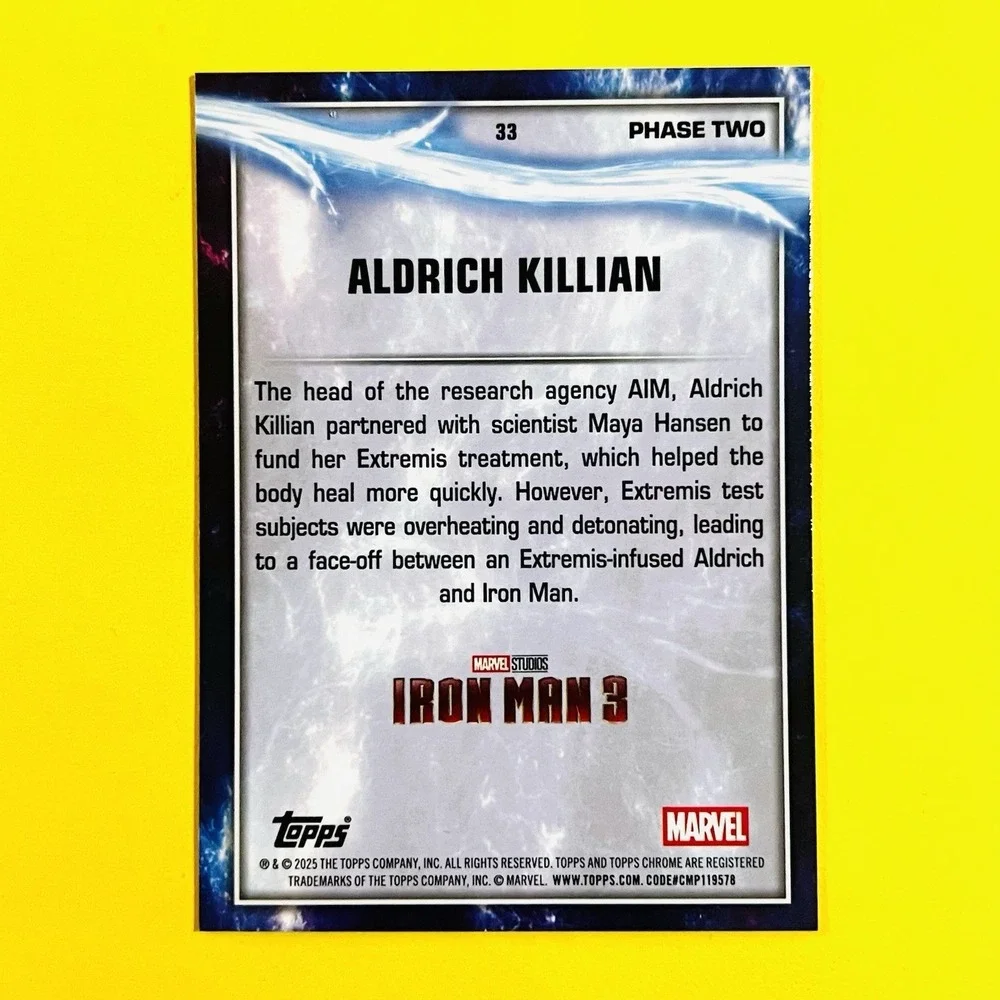 2025 Topps Chrome Marvel Studios Aldrich Killian #33 Phase Two Iron Man 3‎